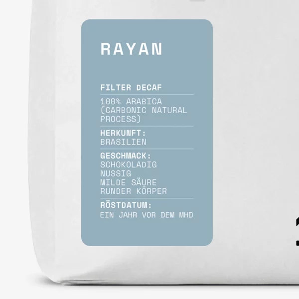 Rayan Filter Decaf Produktlabel